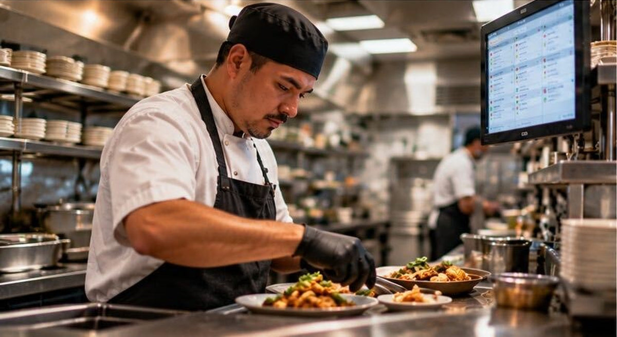 Line cook working the kitchen