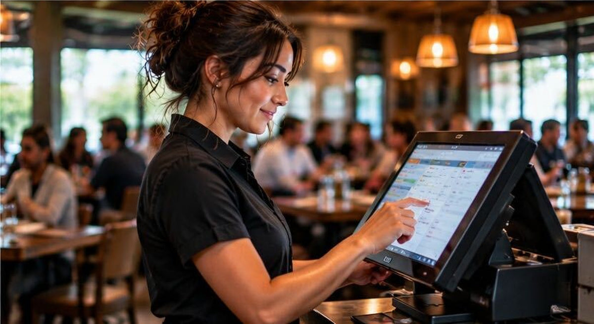 Server taking an order at the POS