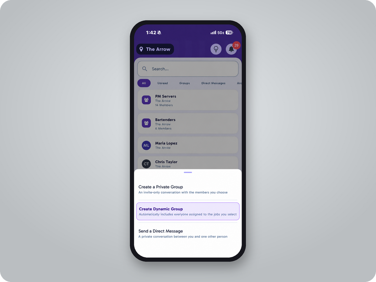 Dynamic messaging screenshot
