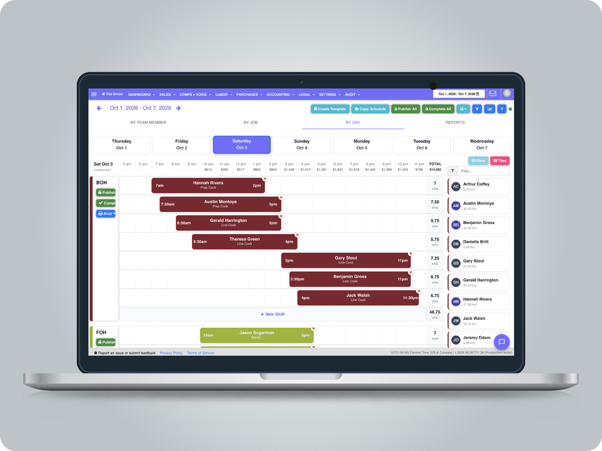 Scheduling screenshot